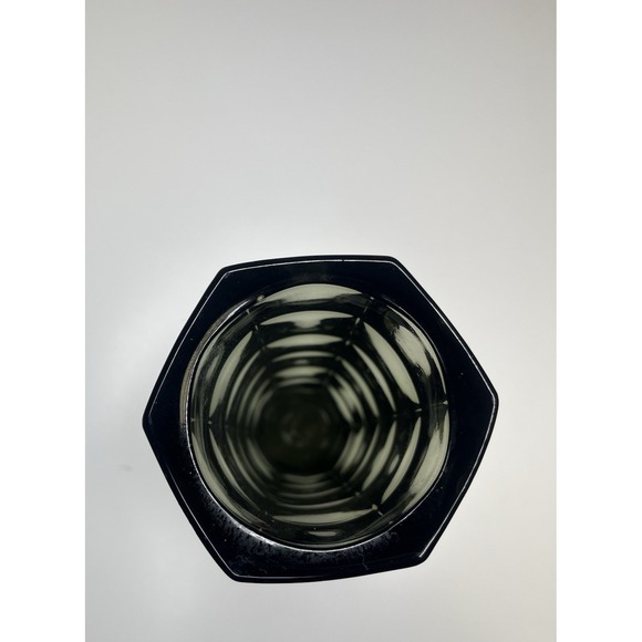 MCM Optical Glass Vase Hexagon Smoke Bogdan Kupczyk Zabkowice Glassworks Poland - Picture 6 of 12